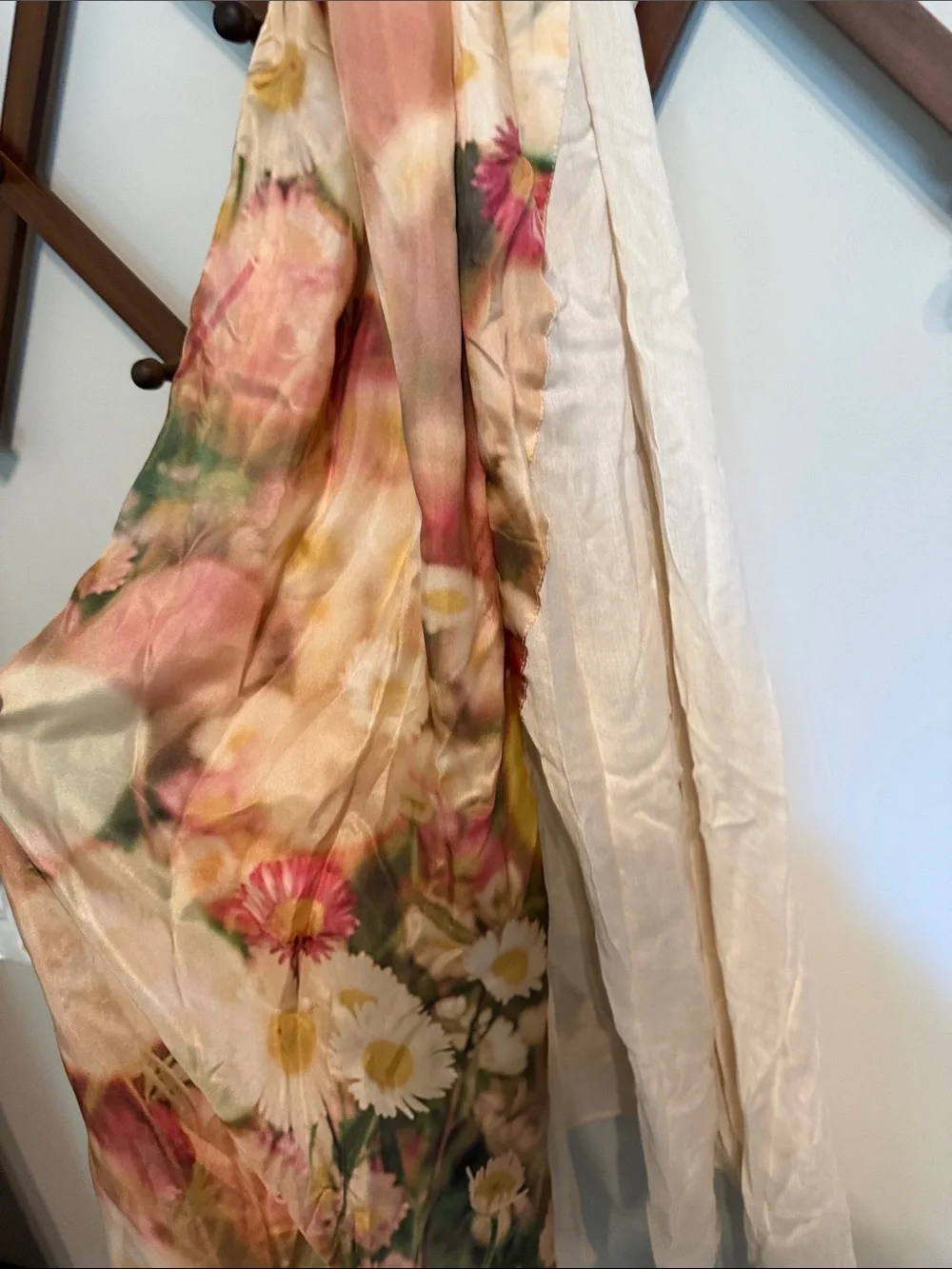 Ted Baker London Floral Watercolor Scarf in Cream, Pink, Green and Yellow